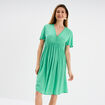 Robe col en V détails tressés vert menthe femme