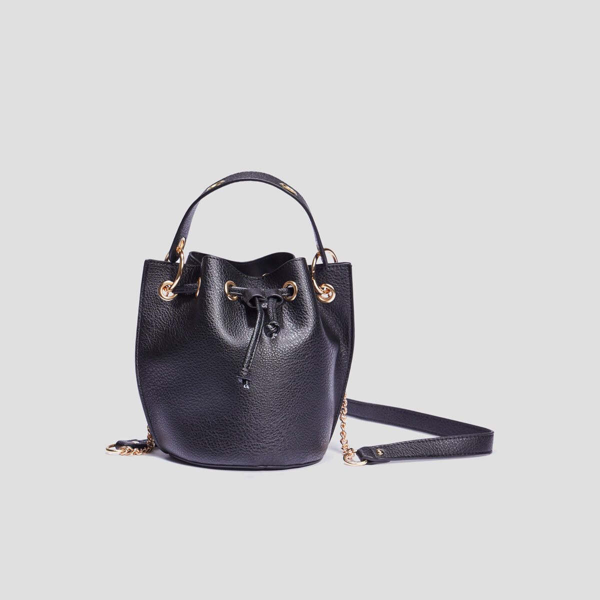 Sac seau avec poignée noir femme