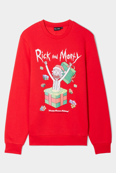 Sweat de Noël col rond Rick et Morty rouge homme