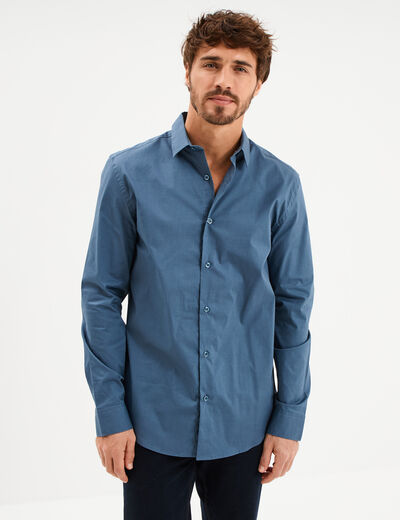 Chemise stretch manches longues bleu gris homme