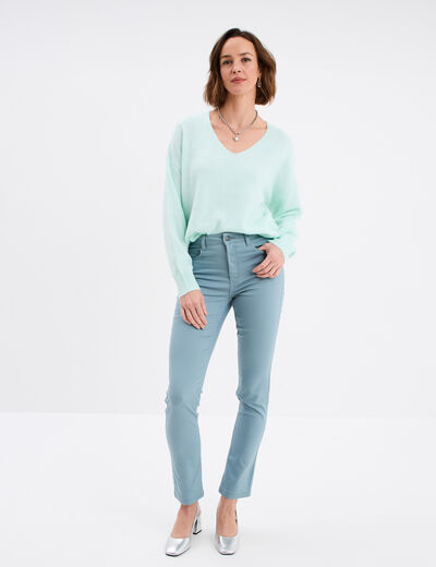 Pantalon slim en coton elasthanne gris femme