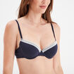 Soutien-gorge corbeille emboitant coton bleu marine femme