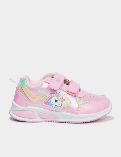 Baskets running semelles lumineuses rose fille