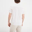 Chemise col mao lin mélangé blanc homme