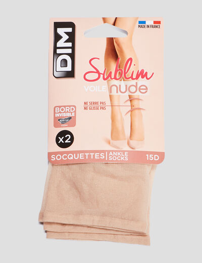 Lot 2 paires socquettes voile 15D Sublim ivoire femme