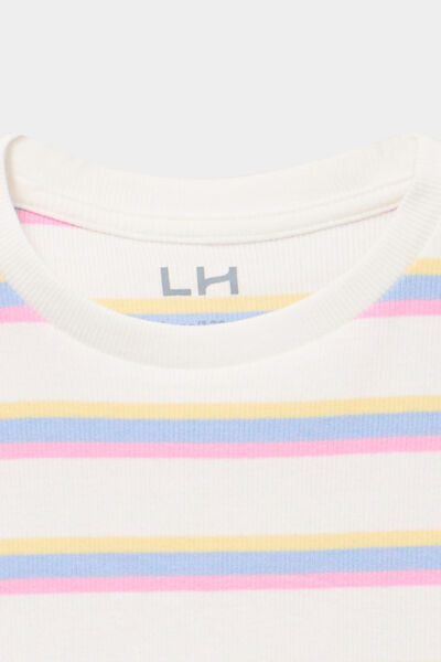 T-shirt c&ocirc;tel&eacute; manches courtes ecru fille