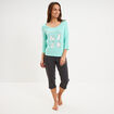 Ensemble pyjama corsaire et t-shirt bleu turquoise femme