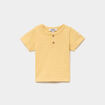 T-shirt col tunisien manches courtes jaune b&eacute;b&eacute; gar&ccedil;on