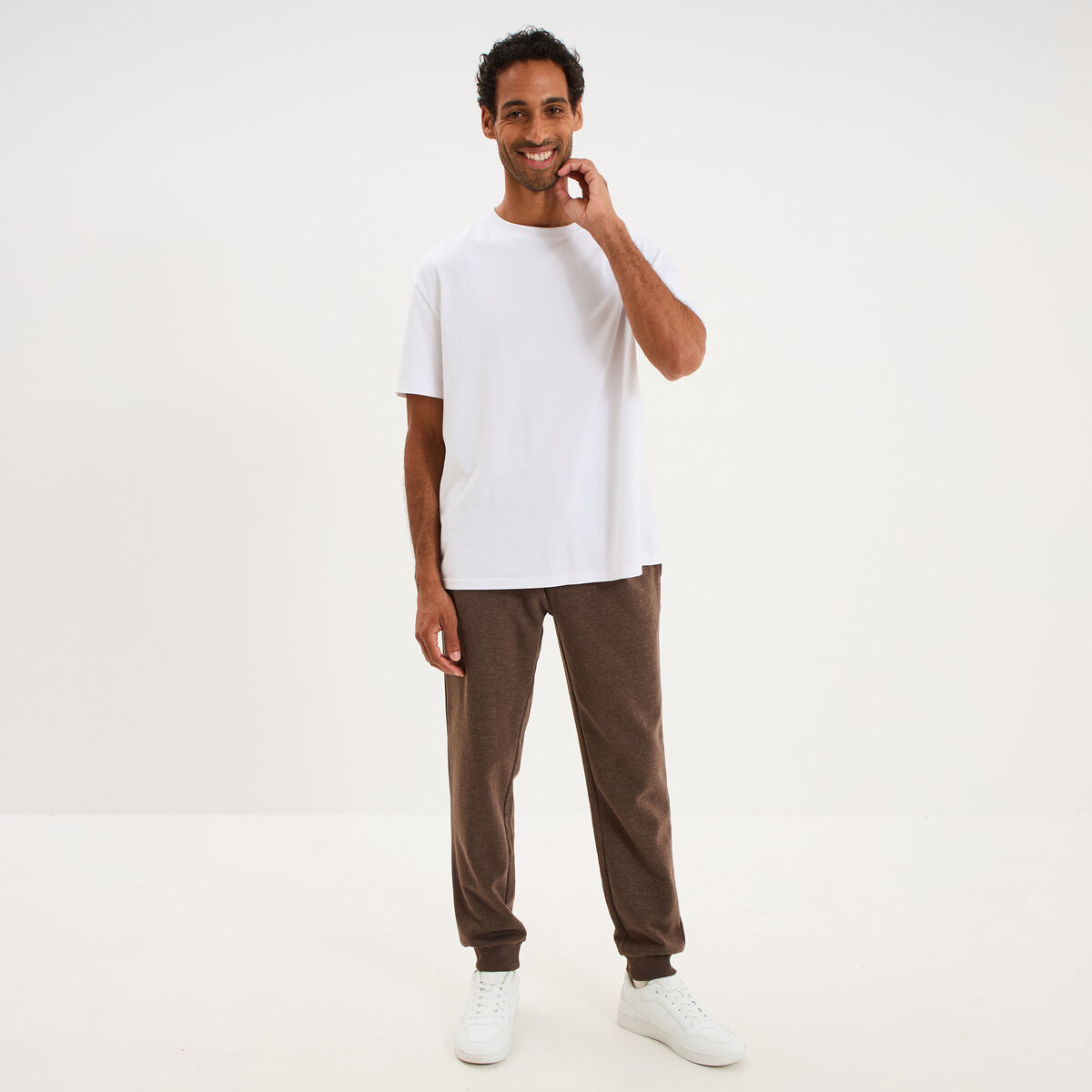 Pantalon jogging droit molleton marron chocolat homme