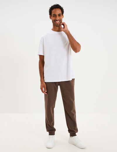 Pantalon jogging droit molleton marron chocolat homme