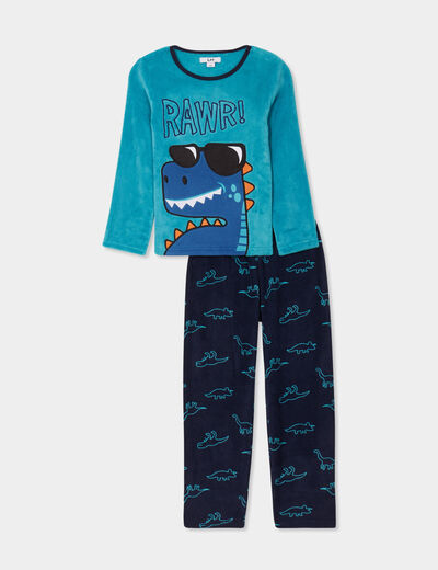Ensemble pyjama en velour 2 pi&egrave;ces bleu gar&ccedil;on