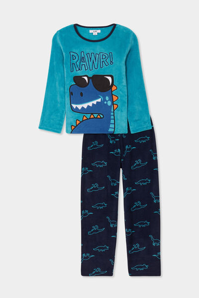 Ensemble pyjama en velour 2 pi&egrave;ces bleu gar&ccedil;on
