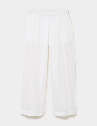 Pantalon de plage voile de coton blanc femme