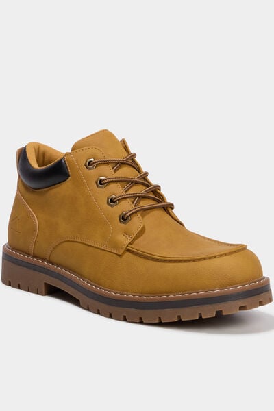Boots crant&eacute;es &agrave; lacets jaune homme