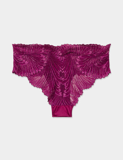 Shorty en dentelle fils métallisés rouge femme