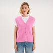 Gilet sans manches col en V rose femme