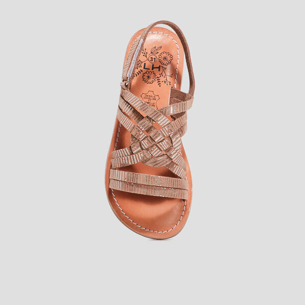 Sandales en cuir couleur bronze fille