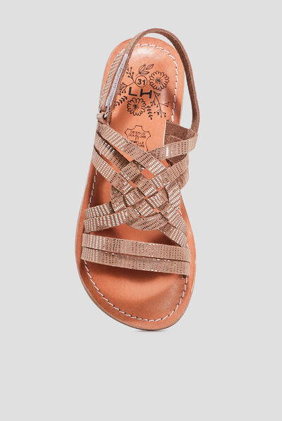 Sandales en cuir couleur bronze fille