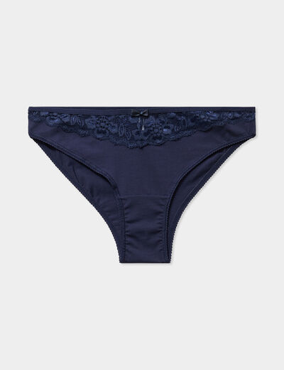 Culotte en coton bleu marine femme