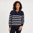 Pull col camionneur zipp&eacute; bleu marine femme