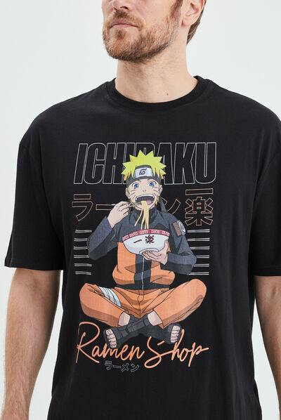 T-shirt manches courtes coton Naruto noir homme