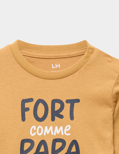 T-shirt &eacute;paule boutonn&eacute;e coton jaune moutarde b&eacute;b&eacute; gar&ccedil;on