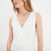 Robe portefeuille plis taille blanc femme