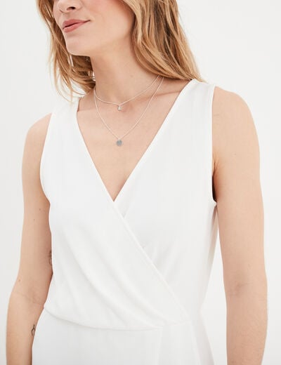 Robe portefeuille plis taille blanc femme
