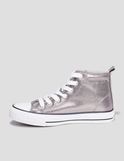 Tennis montantes à lacets Creeks gris argent femme