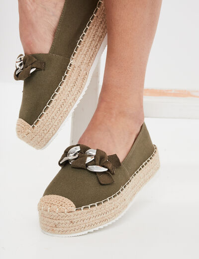 Espadrilles plateformes à boucle Liberto vert kaki femme