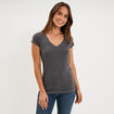 T-shirt manches courtes gris fonc&eacute; femme