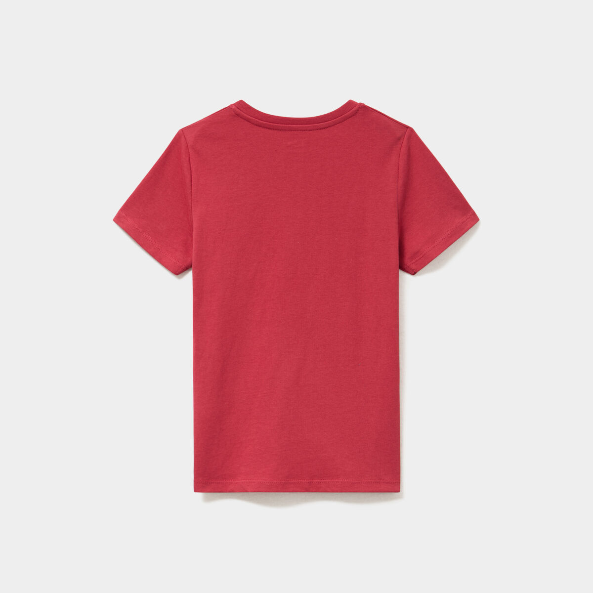 T-shirt col rond manches courtes coton rouge fonc&eacute; gar&ccedil;on