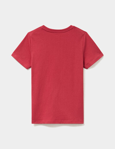 T-shirt col rond manches courtes coton rouge fonc&eacute; gar&ccedil;on