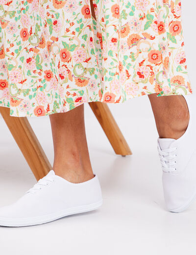 Baskets en toile à lacets blanc femme