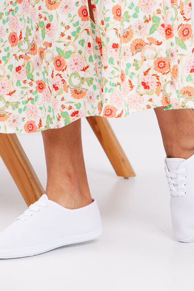 Baskets en toile à lacets blanc femme