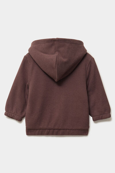 Gilet c&ocirc;tel&eacute; doubl&eacute; &agrave; capuche marron fonc&eacute; b&eacute;b&eacute; gar&ccedil;on