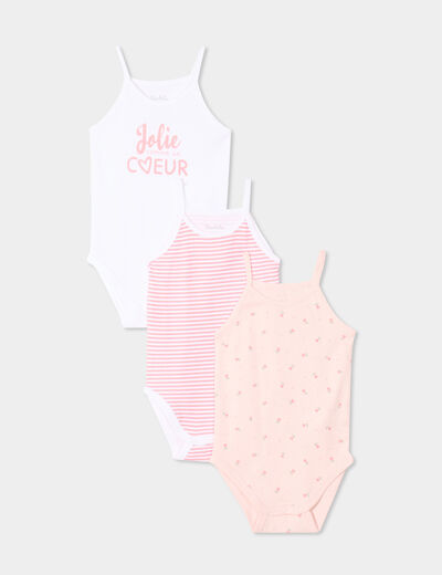 Lot 3 bodies US coton bretelles fines blanc bébé fille