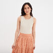 Body sans manches côtelé coton beige femme