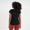 T-shirt col v poche poitrine Creeks noir femme