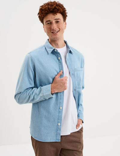 Surchemise en jean 1 poche coton denim stone homme