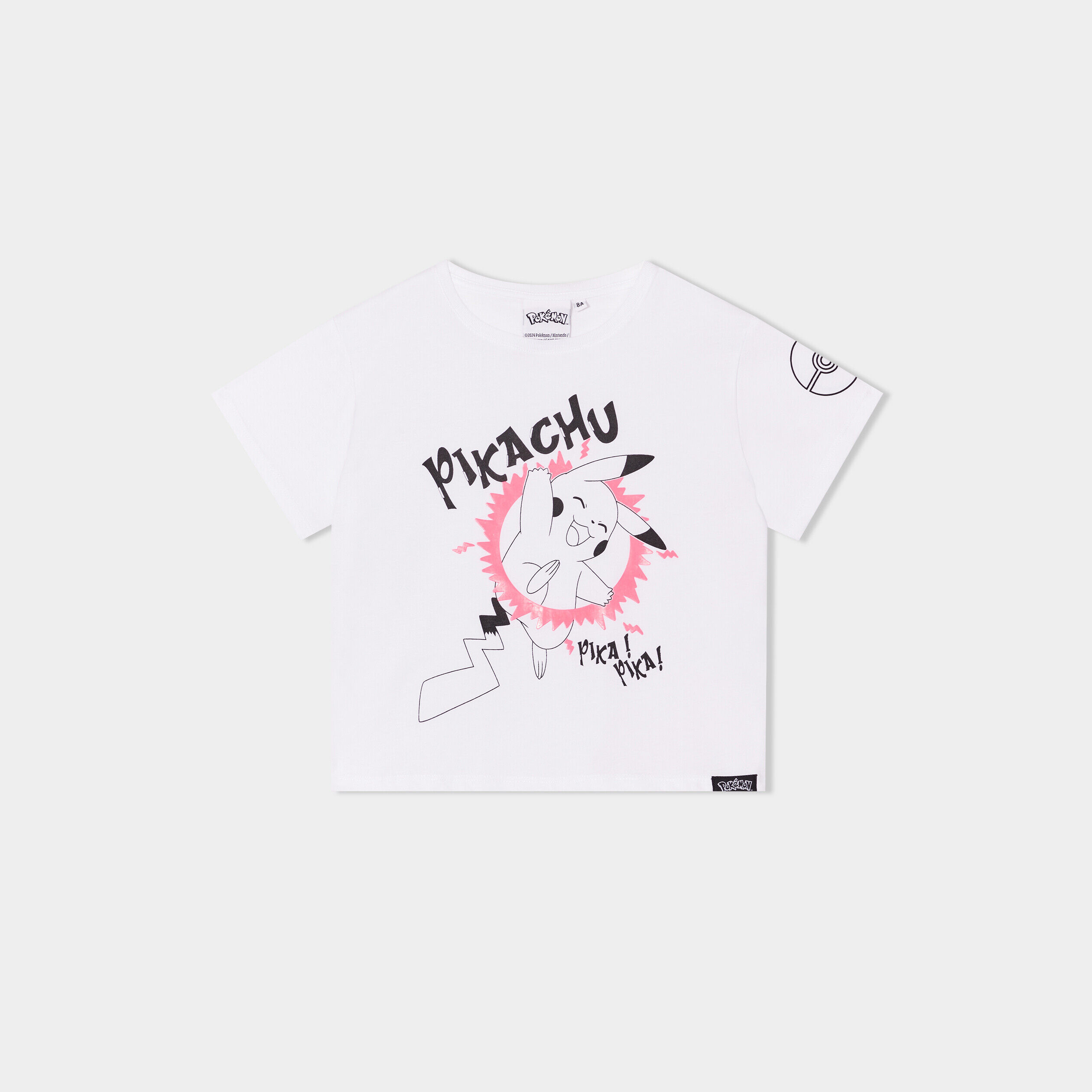 T-shirt manches courtes Pokémon Pikachu blanc fille