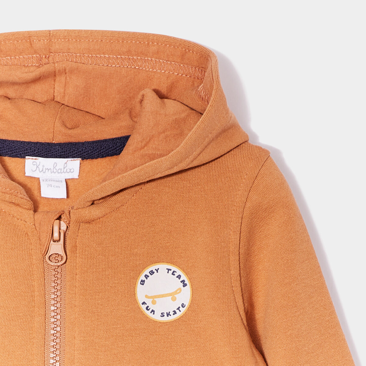 Sweat à capuche zippé marron cognac bébé garçon