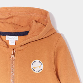 sweat a capuche zippe marron cognac bebeg Sweat à capuche zippé marron cognac bébé garçon