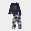 Ensemble pyjama t-shirt effet velours bleu marine gar&ccedil;on