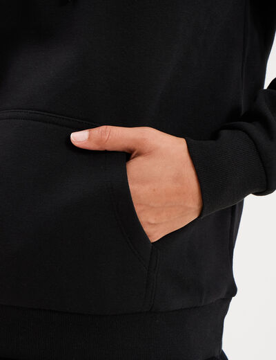 Sweat hoodie molleton &agrave; capuche noir femme
