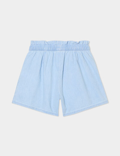 Short en jean avec ceinture noeud taille denim triple stone fille