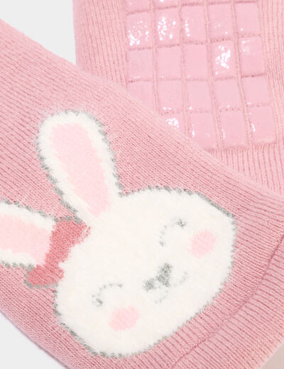 Chaussettes d'int&eacute;rieur rose b&eacute;b&eacute; fille