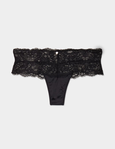 Shorty string en dentelle noir femme