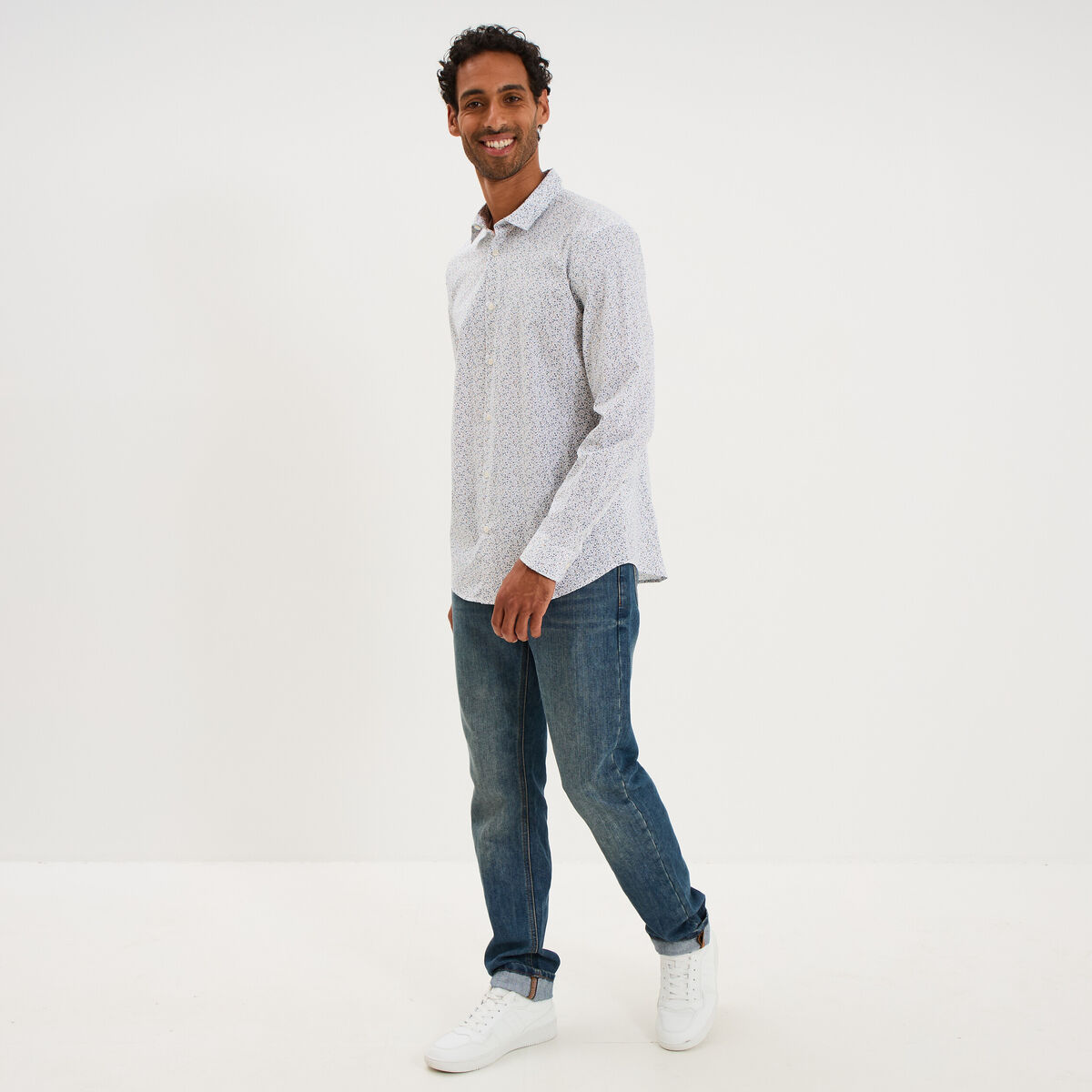 Chemise ajust&eacute;e manches longues multicolore homme