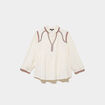 Blouse col tunisien avec broderie ecru femme